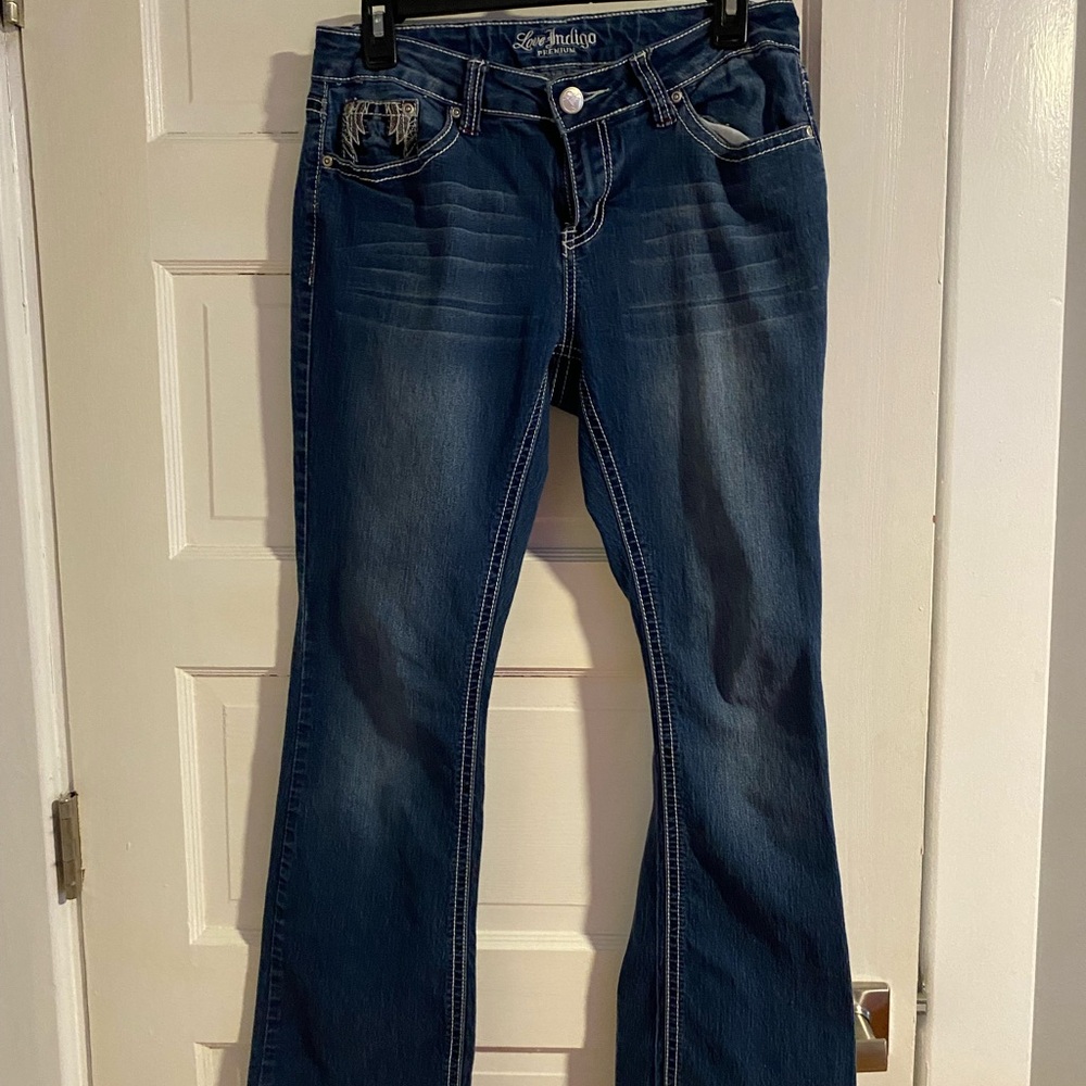 Love Indigo Blue Flare Wide Leg Jeans
